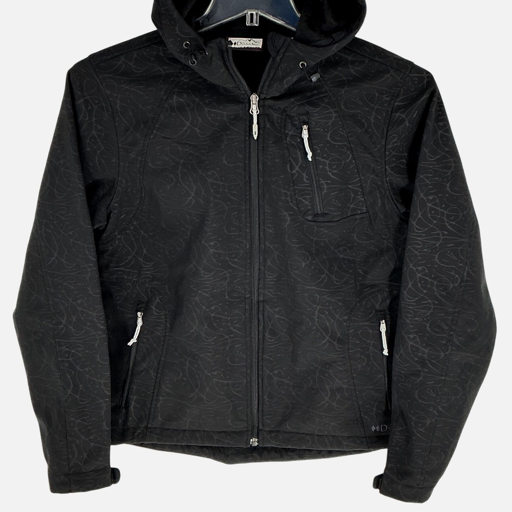 Double Diamond Women's Black Textured Hooded Softshell Jacket Size‎ S/C